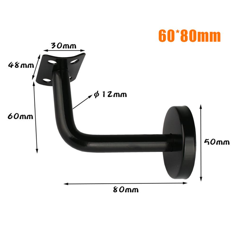 Black Stair Handrail Bracket Stainless Steel 60x60MM 60x80MM Wall Support Hand Rail Balustrade For Household Hotels Hardware
