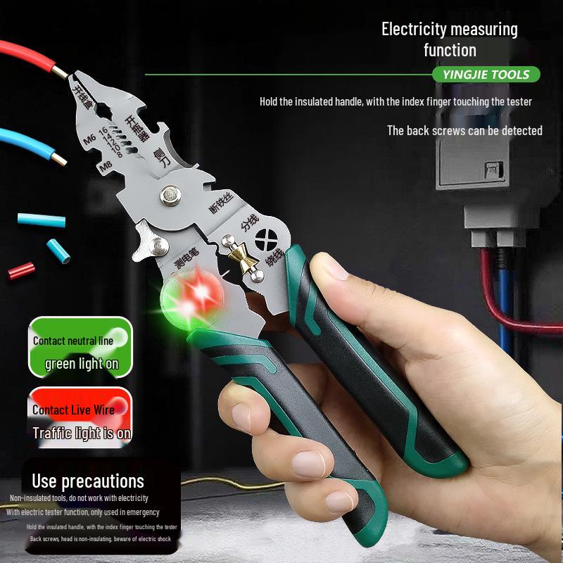 Многофункциональный стриппер для проводов Yingjie: Плоскогубцы электрика для зачистки, снятия изоляции, резки, опрессовки и тестирования.