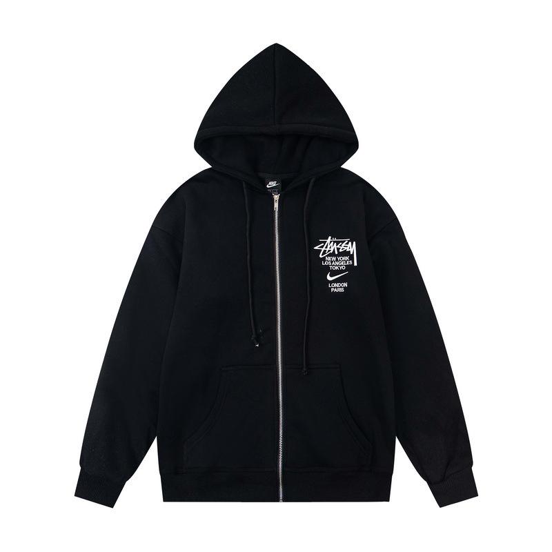 SS25BACK Ретро Худи на молнии High Street: Пришейте новую шляпу с вышитым логотипом-буквой