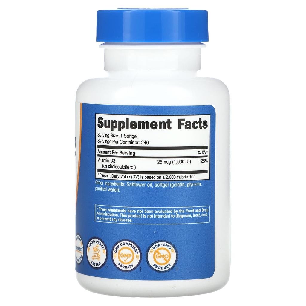 Vitamin D3, 1,000 Iu, 240 Softgels