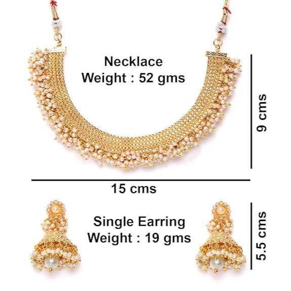 Jewellery Set for Women Gold Plated Pearl Necklace Set Traditional Temple Choker Necklace Set for women/Jewellery Set with Earrings
