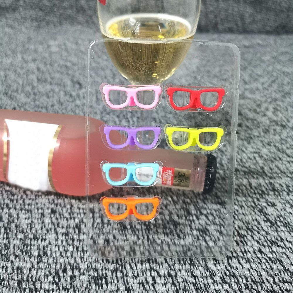 6pcs Glasses Silicone Wine Glass Drink Markers Silicone Funny Hawaiian Glasses Party