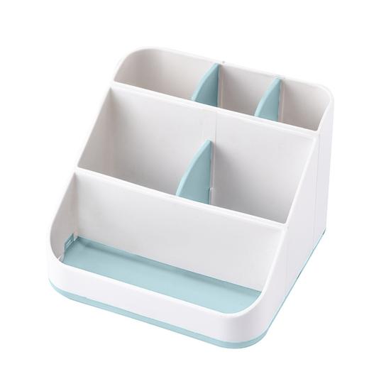 Коробка для хранения в ванной комнате с 6 отделениями, большой вместимости, нескользящая конструкция, держатель для зубных щеток и зубной пасты, органайзер для столешницы