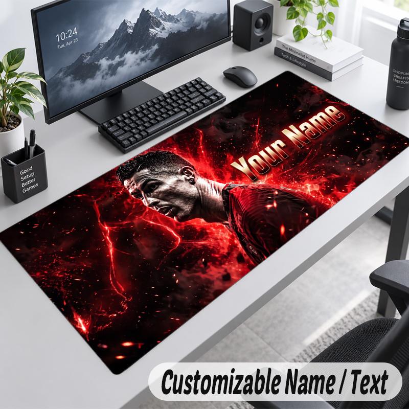 Custom Name Text Mouse Pad Cristiano Ronaldo Personalized Desk Pad For Work And Gaming