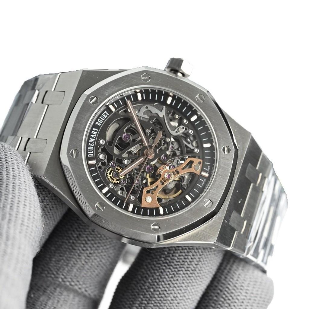 Мужские автоматические механические часы AP Royal Oak 15407, водонепроницаемые, с люминесцентными метками, стальной браслет