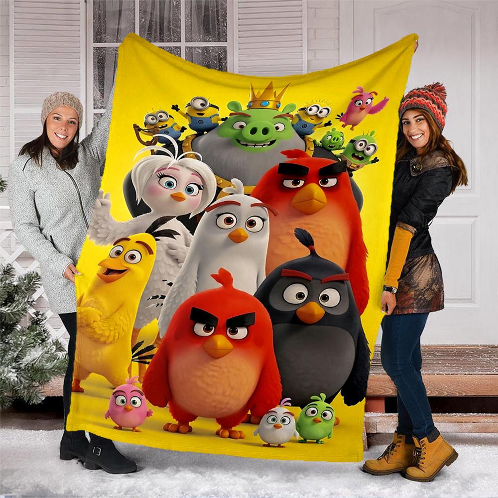 1 шт. Птички из Angry Birds Наружное мягкое одеяло Ультраплюшевое, теплое, универсальное и простое в уходе для кемпинга, и