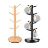 Cup Holders Tree Wooden Rotating Cup Stand with 8 Hooks Coffee Mug