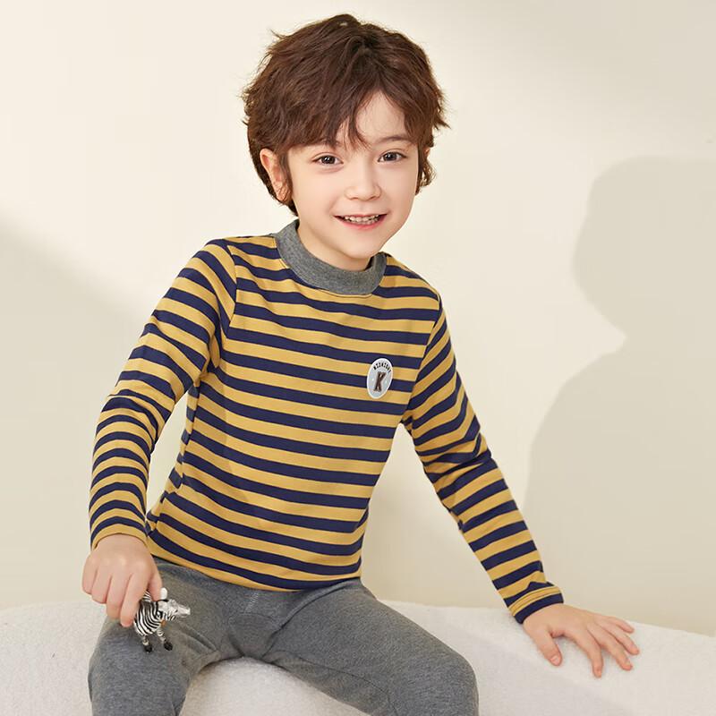 Yingbolun Boys' Pure Cotton Half-High Collar Thermal Underwear Set