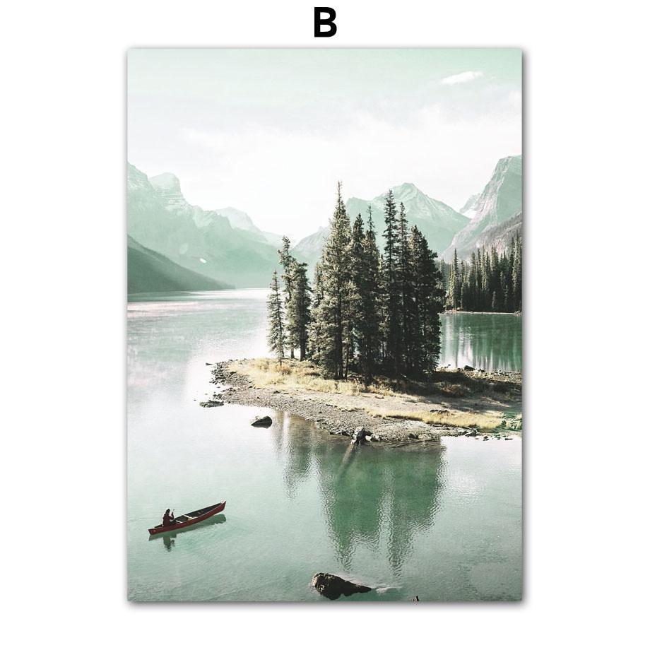 Лето зеленое озеро, лес, холм, цветок, абстрактные постеры на скандинавскую тему и принты, настенная живопись на холсте, Декор, фотографии для гостиной