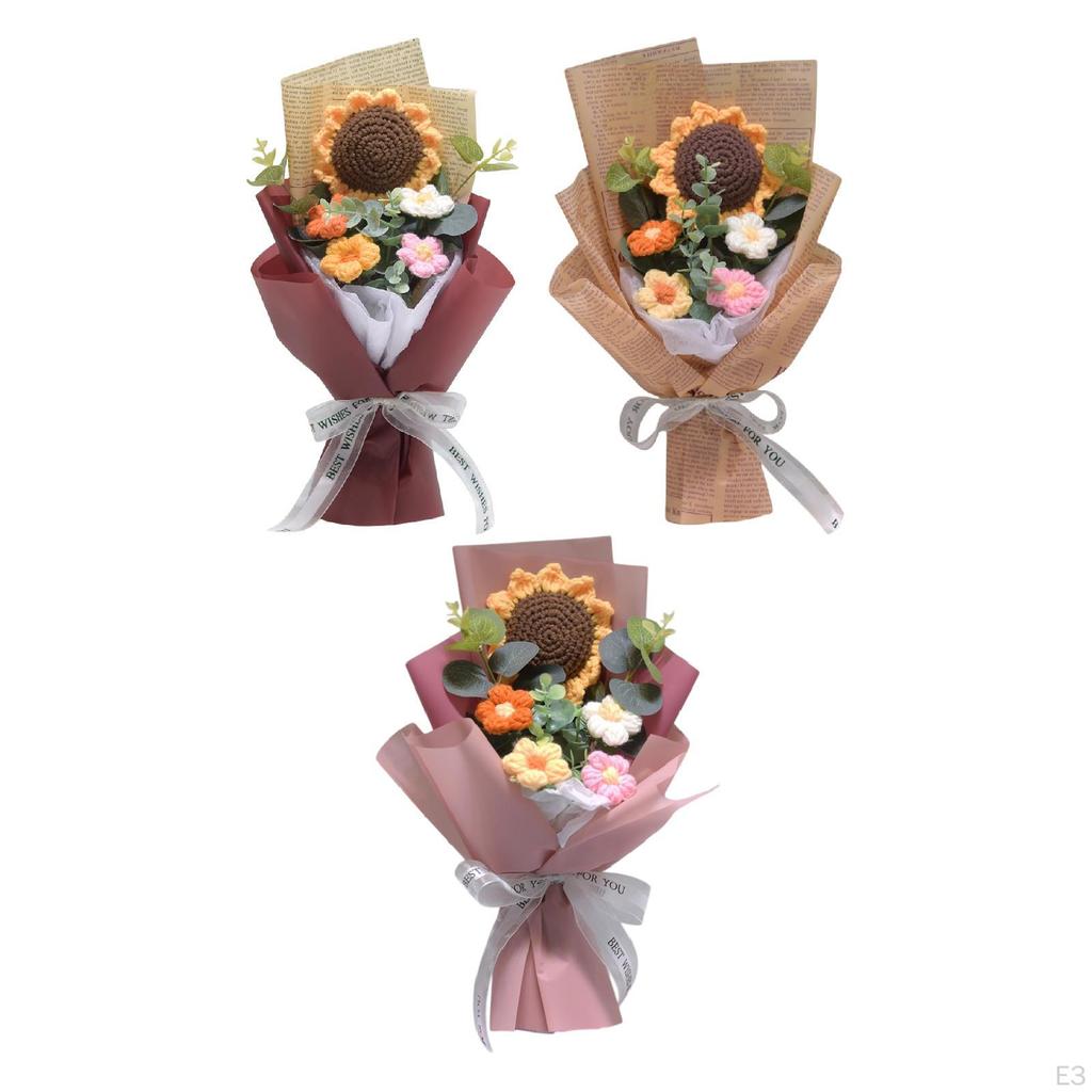 Вязаный крючком букет цветов Искусственный готовый домашний офисный декор Цветочный