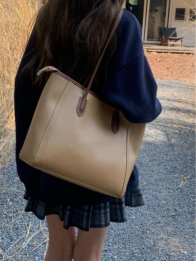 Винтажная женская сумка-тоут большой вместимости 2025 - Модная в корейском стиле, универсальная наплечная сумка для работы