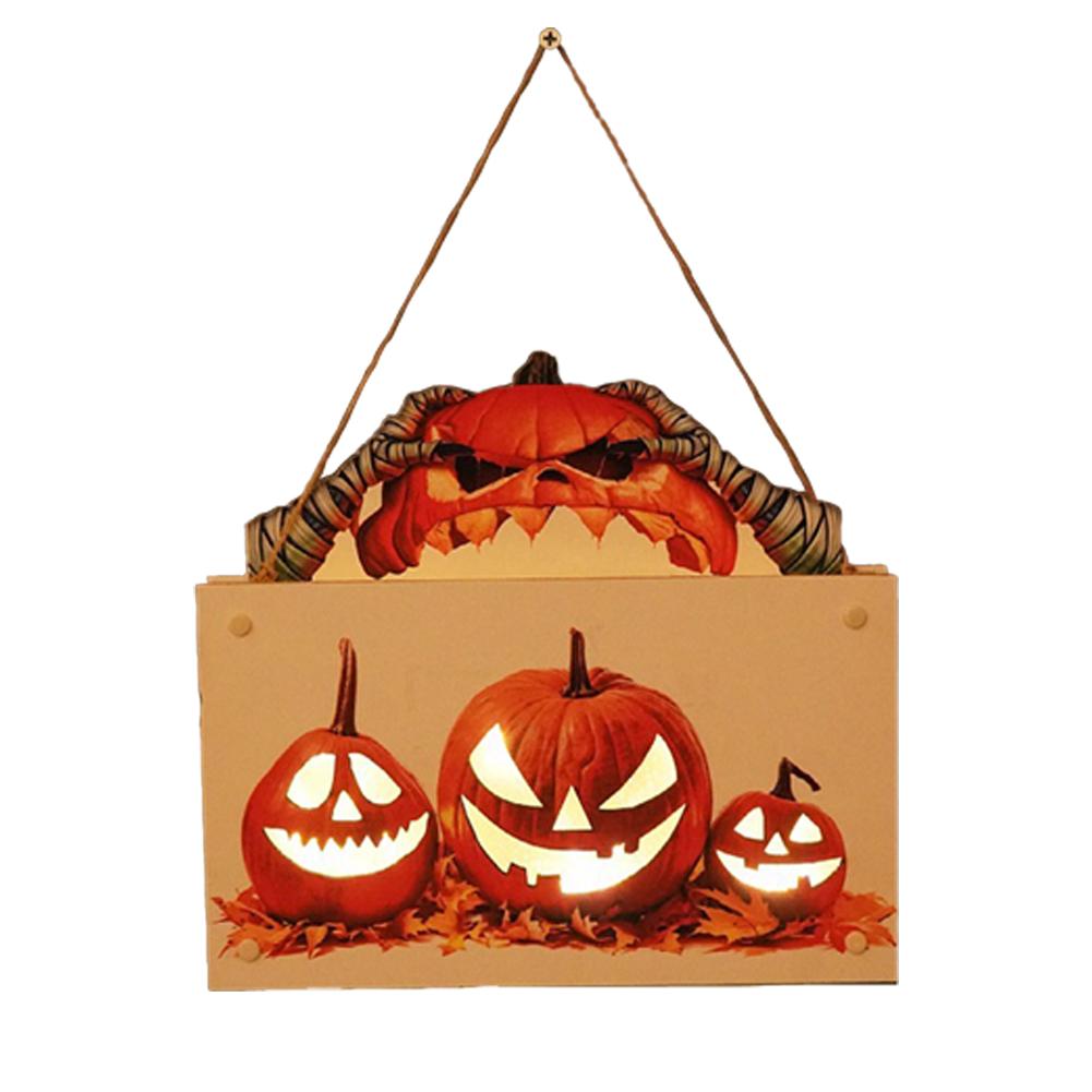 Halloween Wooden Hanging Signs Pendant Led Night Light For Home Office School Party Haunted House