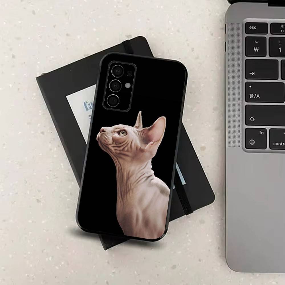 Кот Сфинкс Сфинкс Домашний питомец Для Samsung Galaxy A53,31,52,72,41,Note,J7,8,9,5G,22,73,32,71, Мягкий черный силиконовый чехол