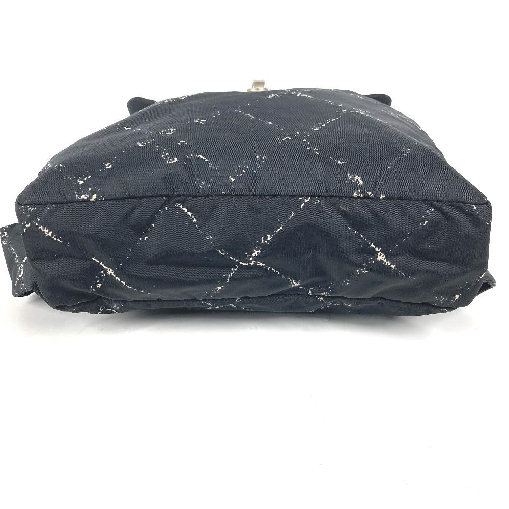CHANEL Old travel line backpack bag Backpack Nylon Black/White