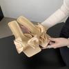 Fashion Women's Summer Butterfly-knot Low Heel Slippers Elegant Open Toe Party Dress Shoes Fashion Outdoor Ladies Slides