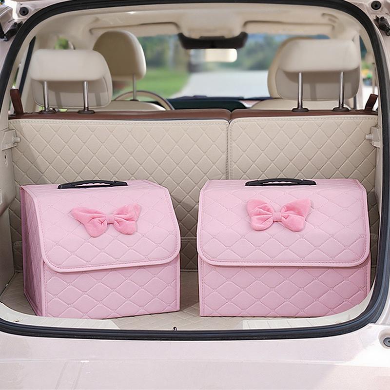 Большой Вместимости Коробка для Хранения в Багажнике Автомобиля Складная Коробка для Хранения в Автомобиле Органайзер для Мелочей Женские Розовые Автоаксессуары