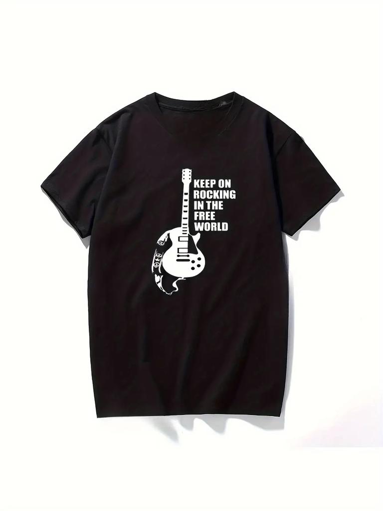 Мужская футболка европейского размера с дизайном 'Keep on Rocking in The Free World' Нила Янга