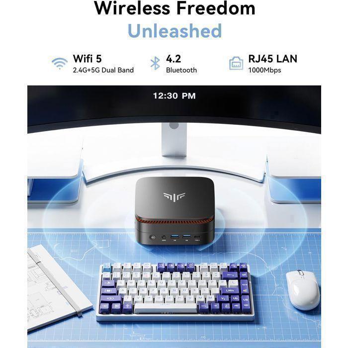 NIPOGI Mini PC - 16 Go DDR4 512 Go M.2 SSD - AMD Ryzen 4300U(4 C/4 T, jusqu'à 3.7GHz) - BT4.2 - WiFi5 - HDMI 4K@60Hz - Win 11 PRO