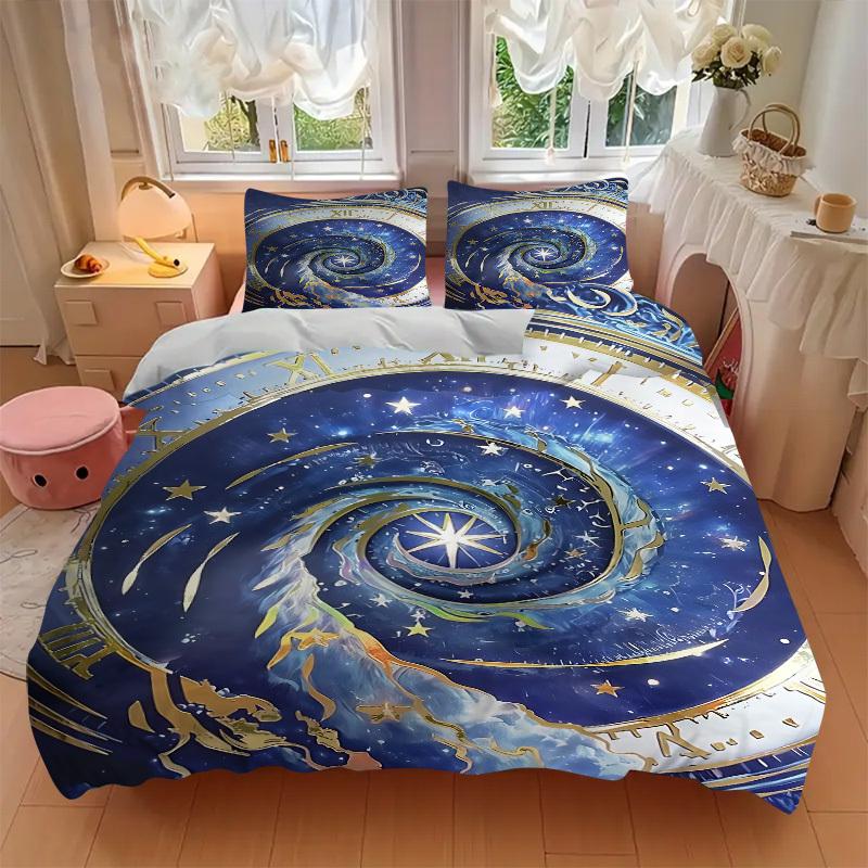 3pc Cosmic Clockwork Cover Set - 1 Quilt Cover + 2 Pillowcases, All Seasons Bedroom Setting, Perfect for Home015