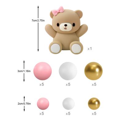 Розовый бант для украшения торта на детский праздник, топпер для торта в виде медведя, украшение для торта для определения пола, бант, медведь, принадлежности для вечеринки в честь рождения ребенка