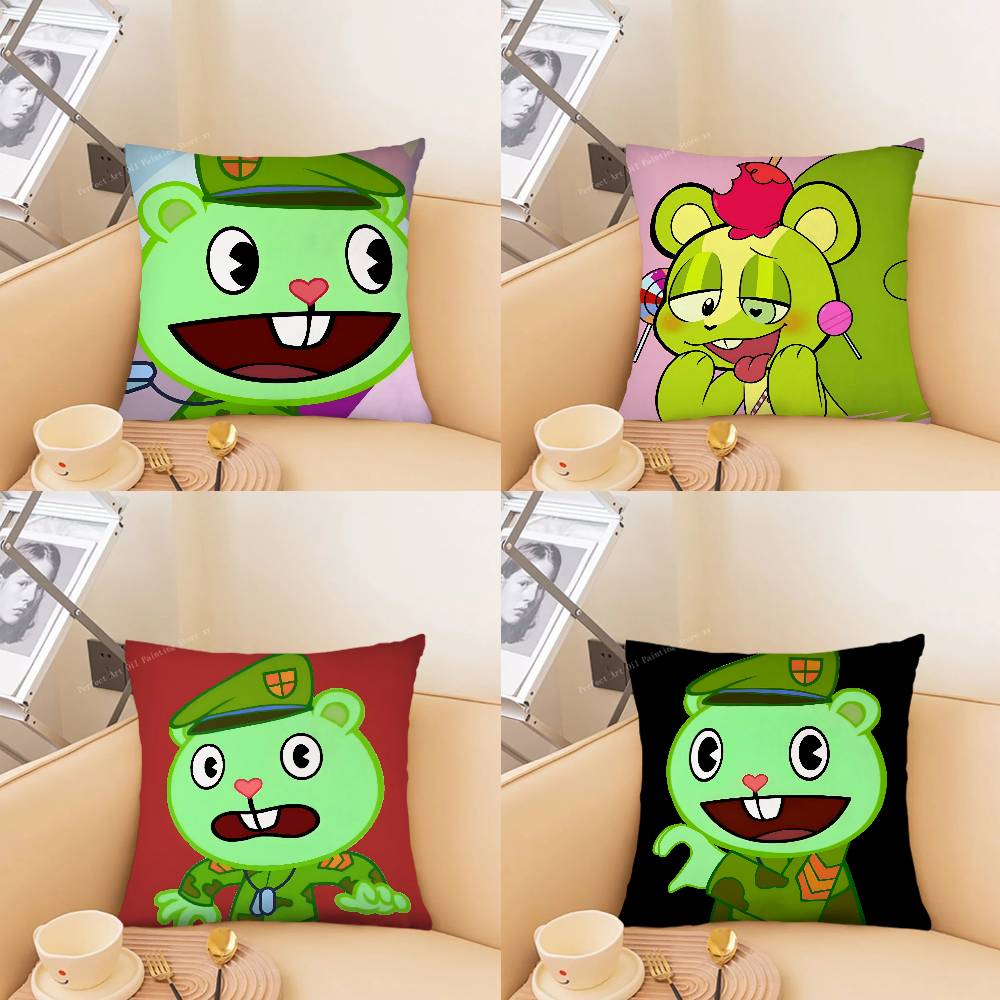 pc Happy Tree Friends Pillow Case Fashion Square Pillowcase Bedroom Sofa Room Ins Decoration Leisure