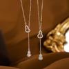 Elegant S925 Sterling Silver Diamond Gourd Necklace with Tassel - Women's Luxury Fashion Clavicle Chain