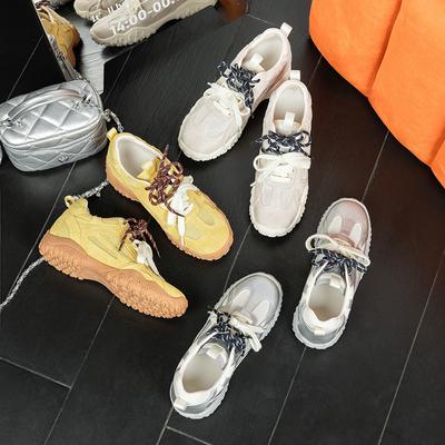 Виноградная мать того же стиля~ пара шнурков ретро сращивание дышащая сетчатая поверхность спорт досуг внутренняя высота увеличивается на 3 см немецкая трениро