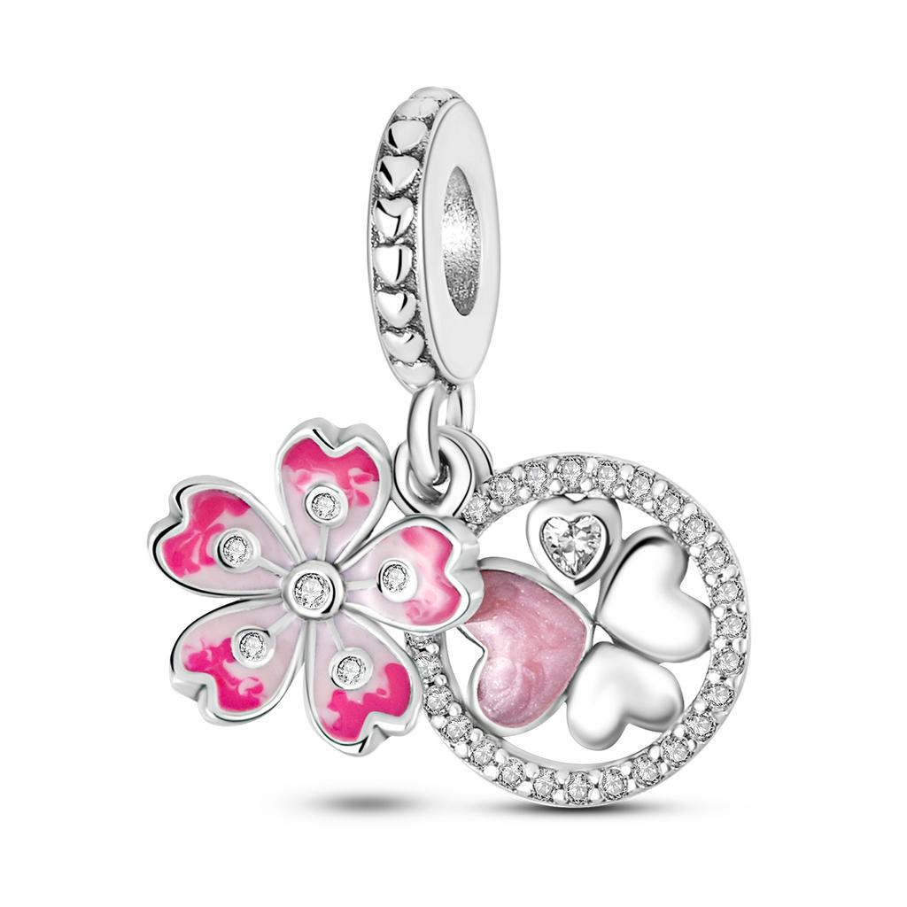 925 Silver Pink Ballet Shoes Ballet Set Charms Fit Original Charm Bead Pendent Dangle Bracelet DIY Women Jewelry Gift