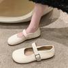 Spring and Autumn Shallow Mouth Round Head Mary Jane Shoes Women's 2025 New Retro Flat Bottom One-word Buckle Single Shoes Gentle Small Leather Shoes