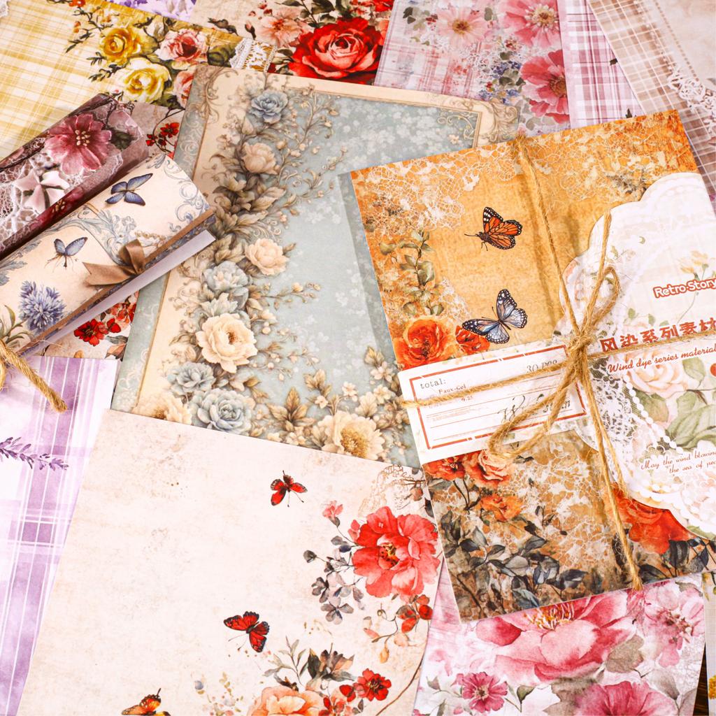 30 Sheets Floral Corner Design Paper For Creative Journal Collage Handmade Greeting Cards Scrapbooking Planner Notebook Gift