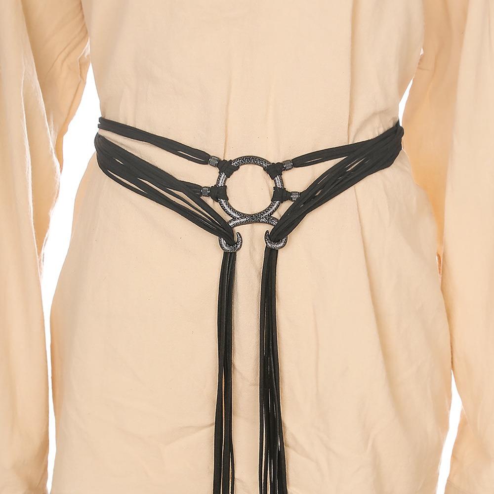 Металлический пояс в скандинавском стиле с длинным узлом из веревки, нерегулярная пряжка на талии, поясная цепочка с крестом тролля, декоративный пояс, шаманский языческий