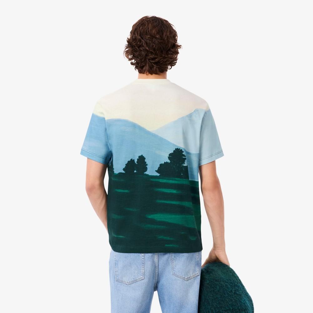Lacoste Мужская праздничная футболка с жаккардовым узором по всей поверхности, с коротким рукавом TH5896-55N9IX