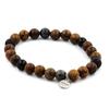 Stones and Minerals. Black Obsidian + Lava + Labradorite + Wood 8 Mm Beaded Bracelet. Made In France.