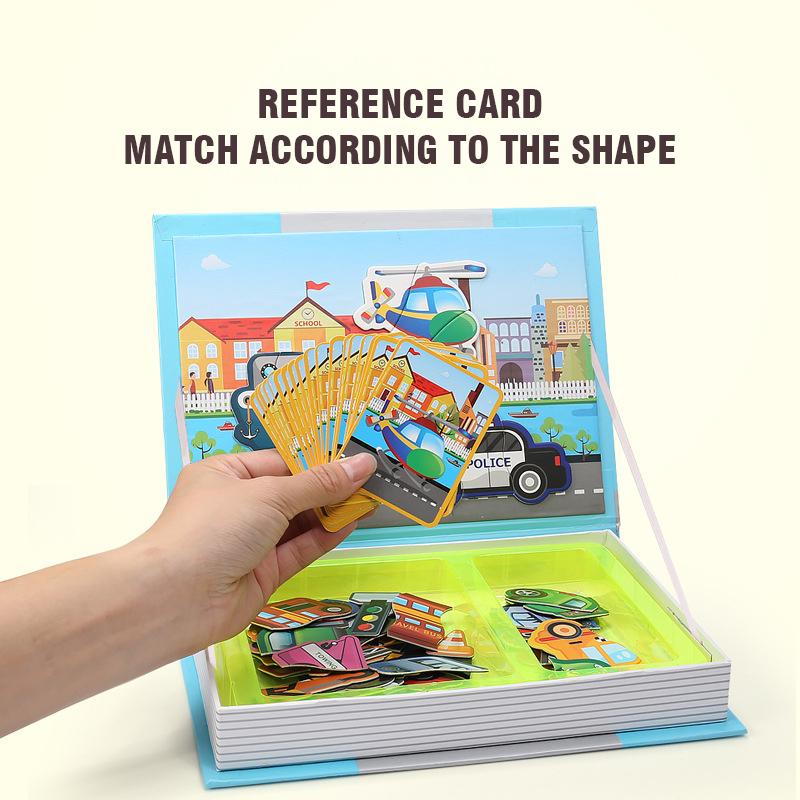 Montessori Children Intelligent Magnetic Book 3D Cartoon Puzzles Jigsaw Brain Training Game Educational Toys Kids Birthday Gift