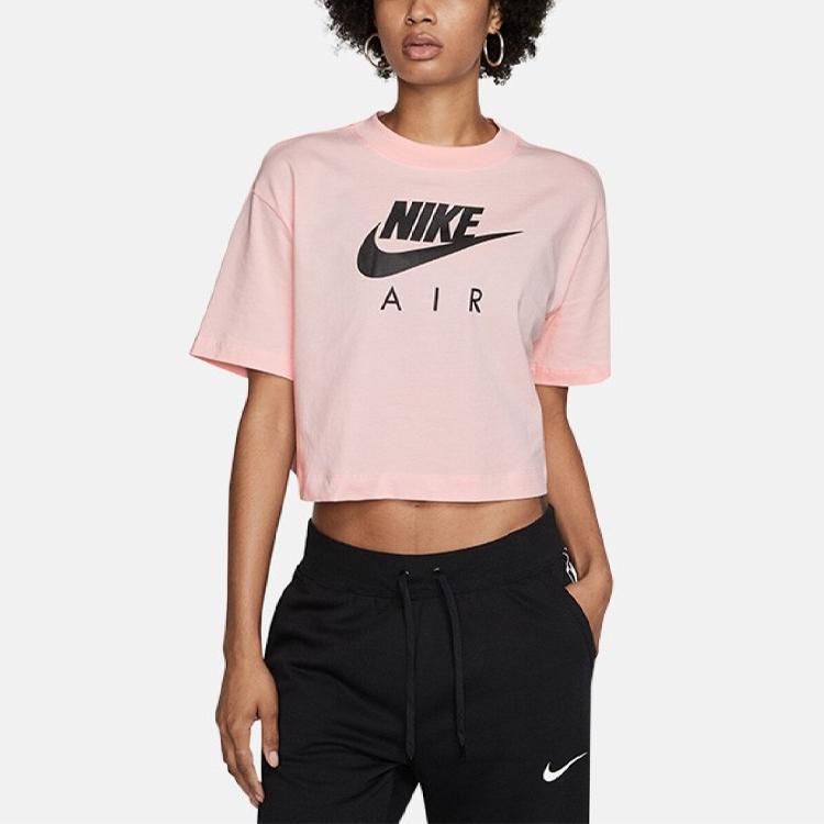 Nike Спортивная футболка с коротким рукавом с принтом, женские топы, розовая BV4778-682