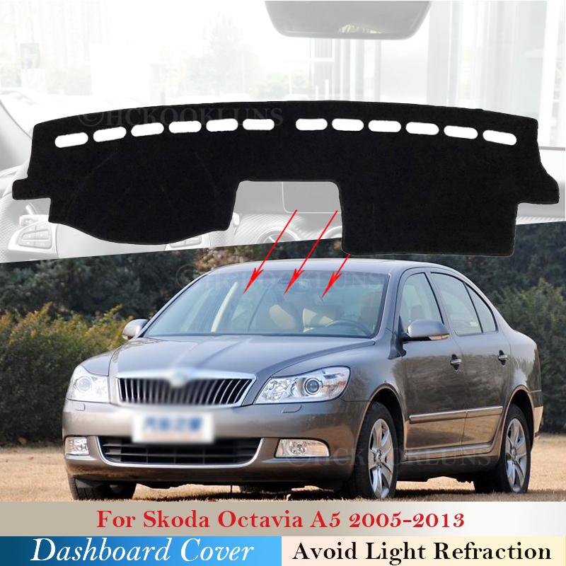 Защитная накладка на приборную панель для Skoda Octavia 2 A5 MK2 1Z 2005 ~ 2013, автомобильные аксессуары, солнцезащитный козырек для приборной панели, анти-УФ-ковер 2012