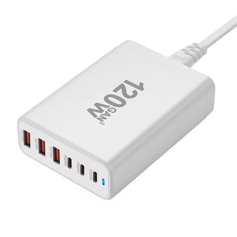 Зарядное устройство GaN 120 Вт, 6 портов, USB Type C, зарядное устройство PD, быстрая зарядка, USB3.0, тип C, быстрое зарядное устройство, зарядное устройство USB для мобильных телефонов