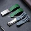 Rubber Watch Strap for Rolex Yacht Daytona Submarine Black Green Water Ghost  Stainless Steel Folding Buckle Wristband Belt 20mm