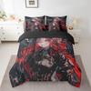 Erosebridal 3/4 предмета Комплект пододеяльника в стиле японского аниме - Япония Укиё-э Подростковый постельный комплект Черно-красный Аниме Постель в сумке Японский