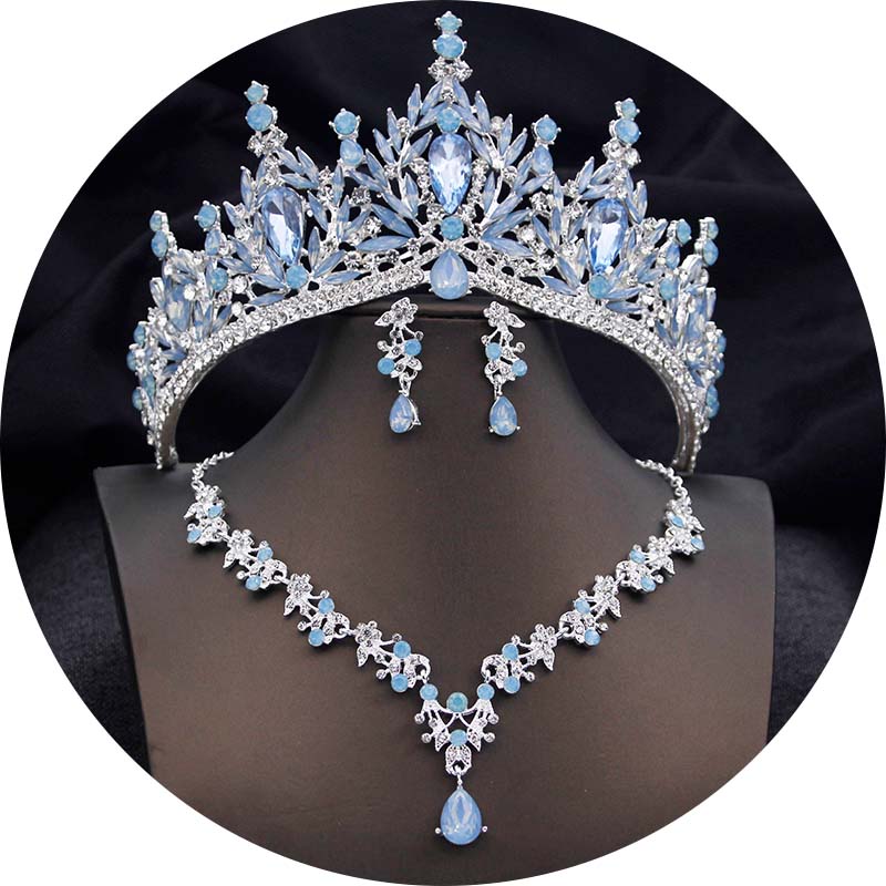 Luxury Tiaras and Crowns Bridal Jewelry Sets for Women Prom Wedding Crown With Choker Necklace Earrings Costume Accessories