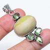 Natural Swiss Green Opal, Tsavorite 925 Sterling Silver Pendant 2.29" w5K14