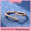 S925 Sterling Silver Moissanite Rose Gold Ring with Small Diamonds - Fresh Japanese Design.
