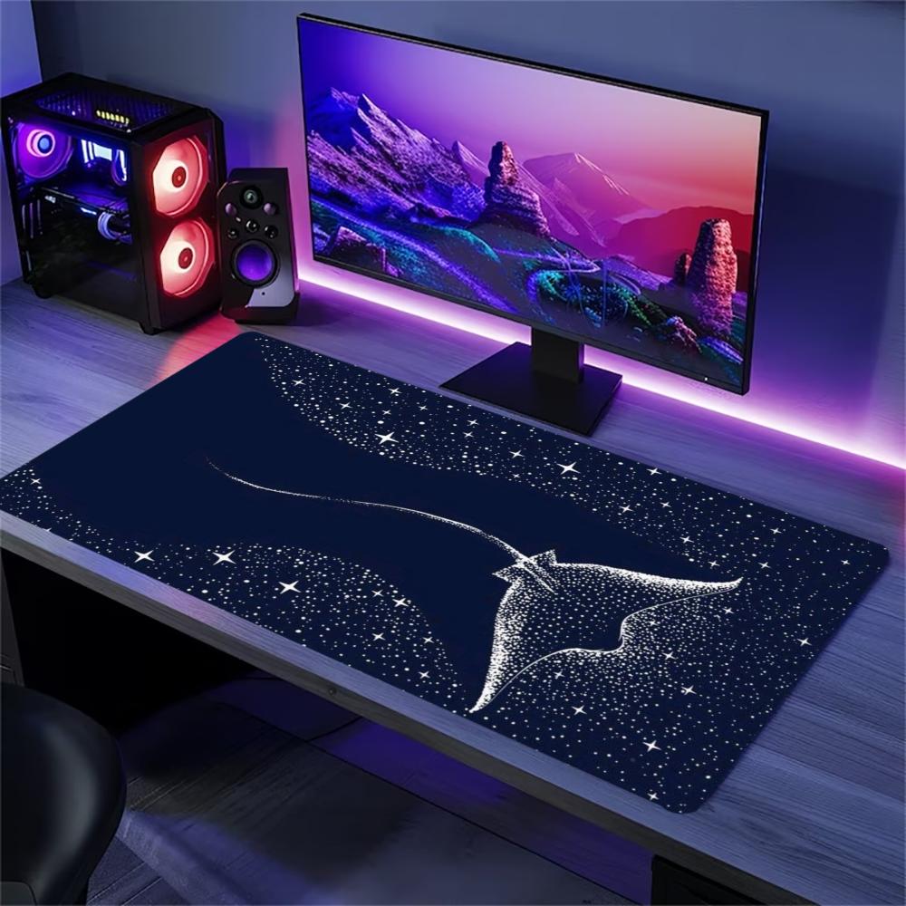Mousepad Starry Sky Manta Ray Print Anti Slip Rubber Desk Mat Stitched Edge Keyboard Pad For Pc Laptop Gamers Table Decor