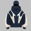 Men's Oversized Zip Up Hoodie Color Block Long Sleeve Hooded Sweatshirts Retro Jacket  Hoodie