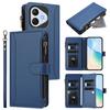 For Honor 400 Lite Leather Case 9 Card Slots Zipper Wallet Stand Phone Cover with Wrist Strap