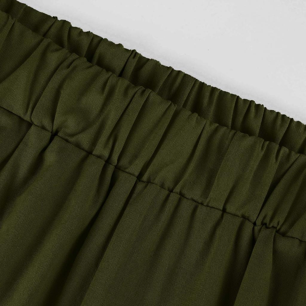 Женские модные однотонные свободные повседневные брюки с эластичной резинкой на талии и прямыми карманами