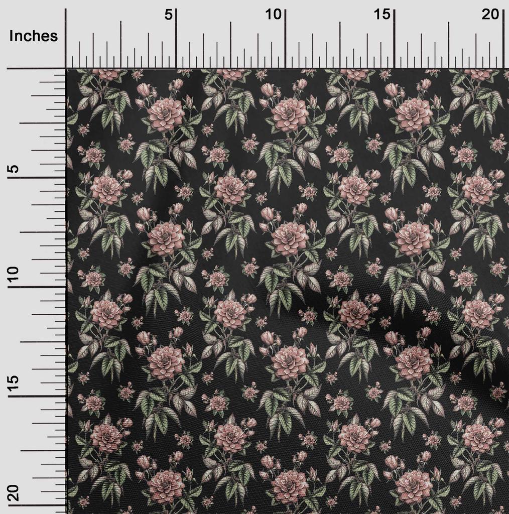 oneOone Georgette Viscose Black Fabric Floral Diy Clothing Quilting Fabric Print Fabric By Yard 42 Inch