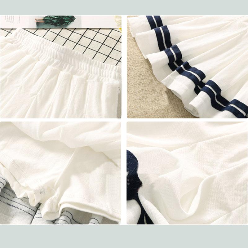 Girls' Pleated Skirt Korean High Waist Skirt Spring Summer School Skirt Children's Striped Performance Skirt