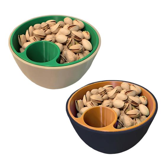 Напечатанная на 3D-принтере миска для семян и орехов, тарелка для закусок с контейнером для шелухи, многофункциональные сервировочные миски 2-в-1 для фисташек, подсолнечника