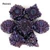 7 Pcs Purple Black Lotus Flower Metal Dice Solid Metal Polyhedral Dice Set Suitable for Role-Playing RPG Board Game Card Game